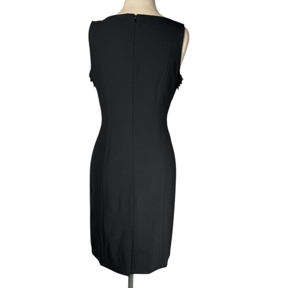 Ann Taylor Black Sleeveless Dress with Ruffle Neckline, Size 8P EUC - Picture 4 of 9